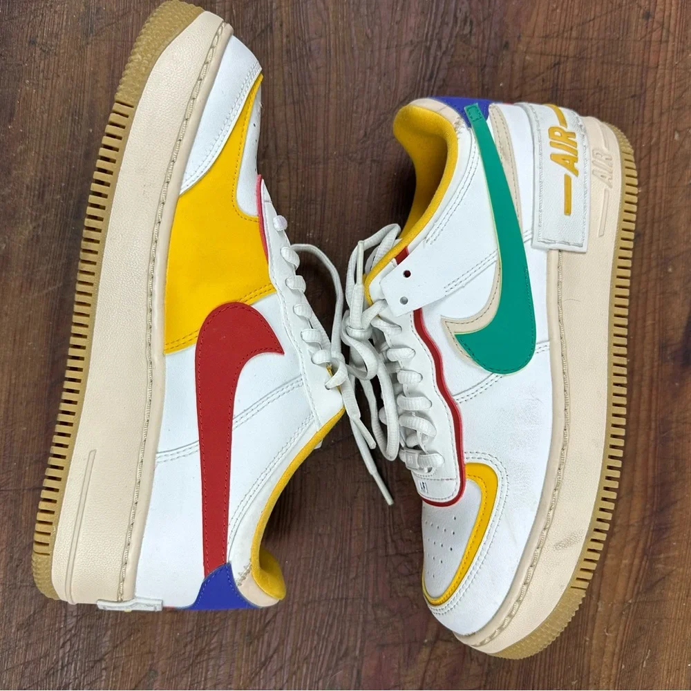 Nike Air Force 1 Shadow Summit Multi Color AF1 8.5 White, Yellow, and Green